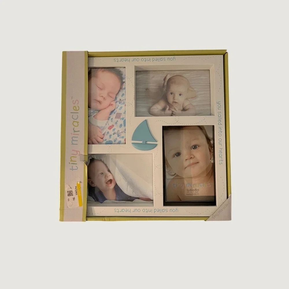 Tiny Miracles Collage Picture Frame Baby OS White New Sailboat Nautical M108204C